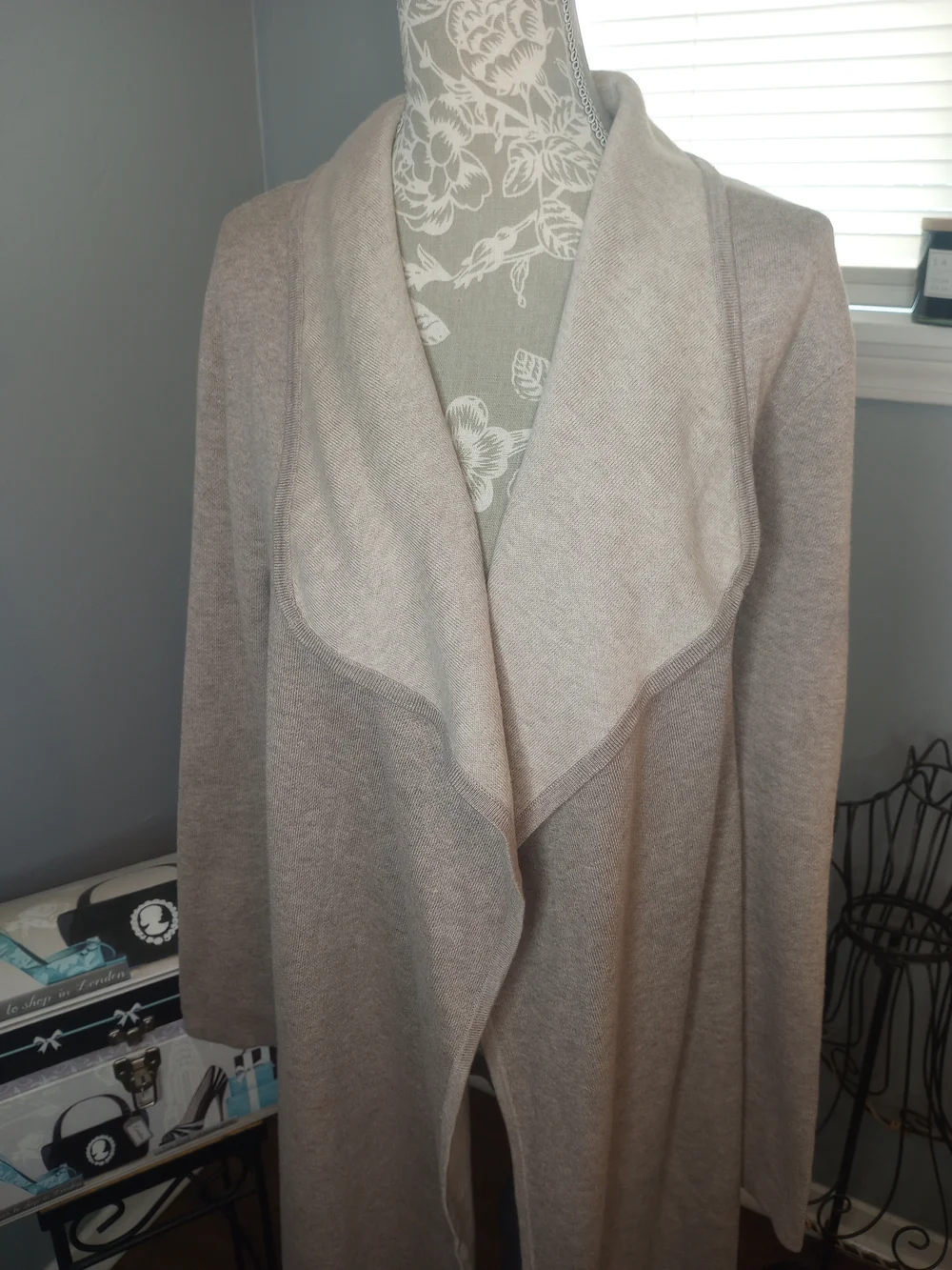 Chico's Women's Open-Front Shawl Collar Cardigan - Light Taupe